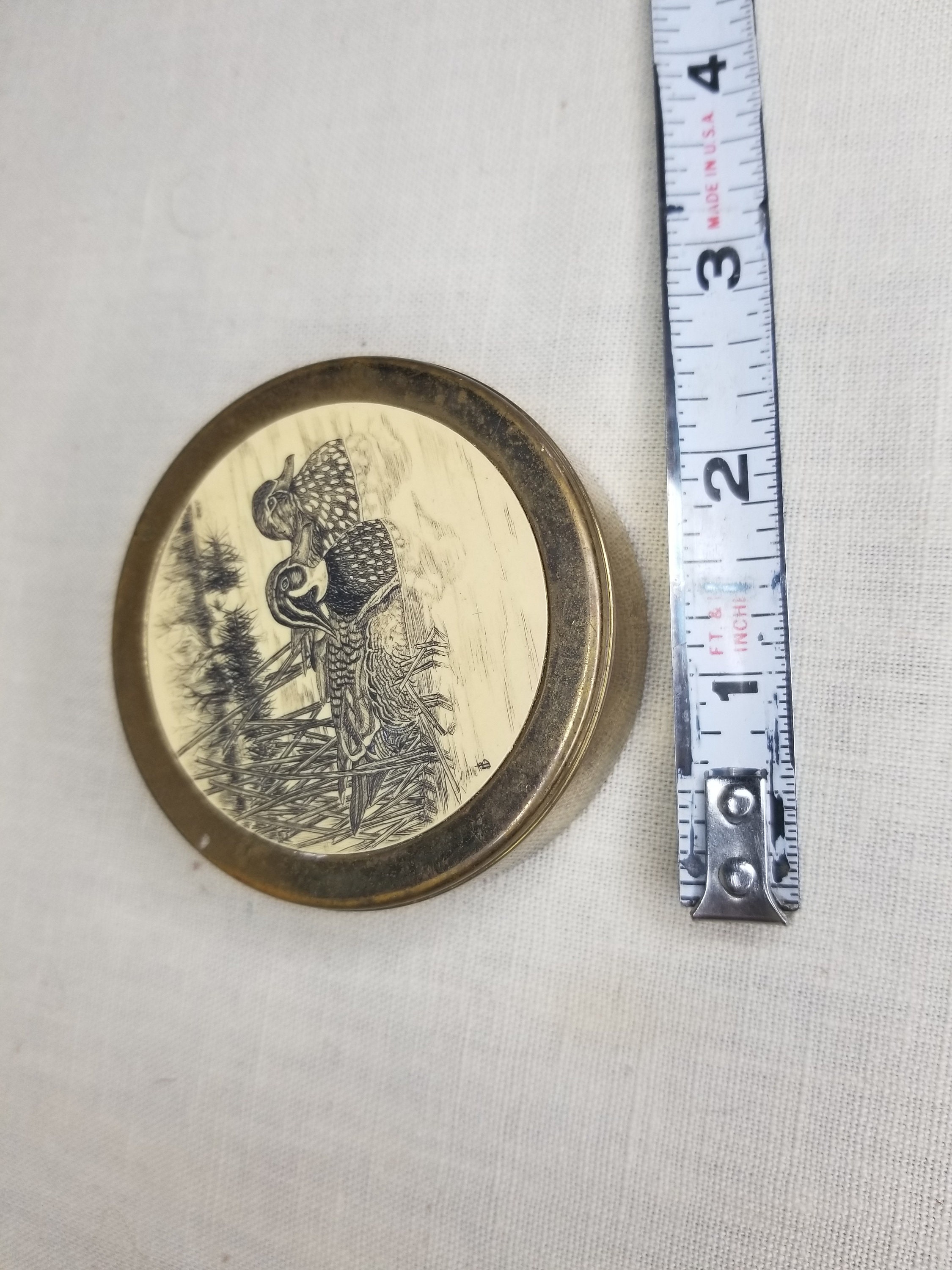 Vintage Barlow Brass Paperweight with Wood Duck Etching Etsy