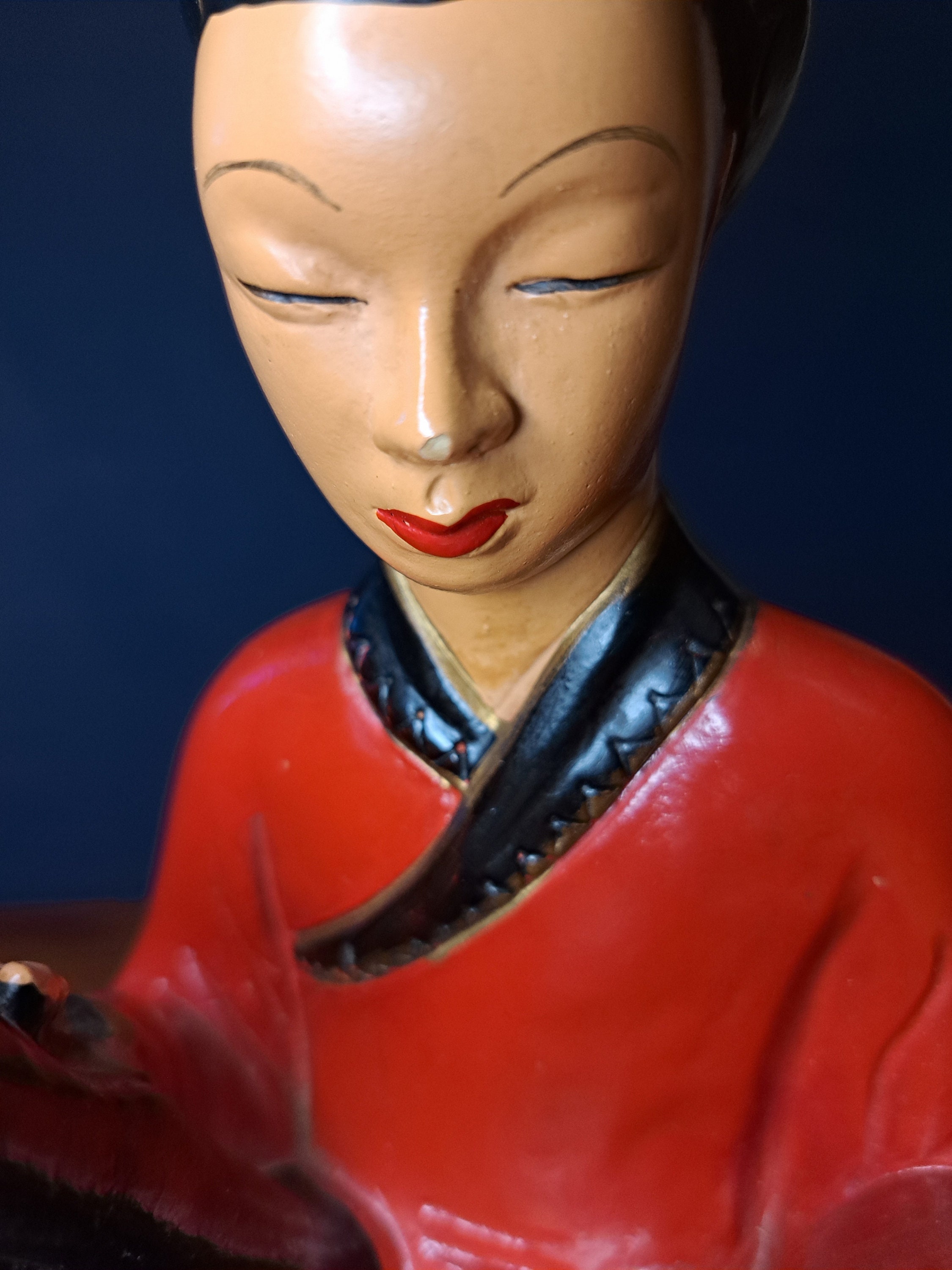 Vintage 1950s ABCO Alexander Backer Chalkware, Red and Black 