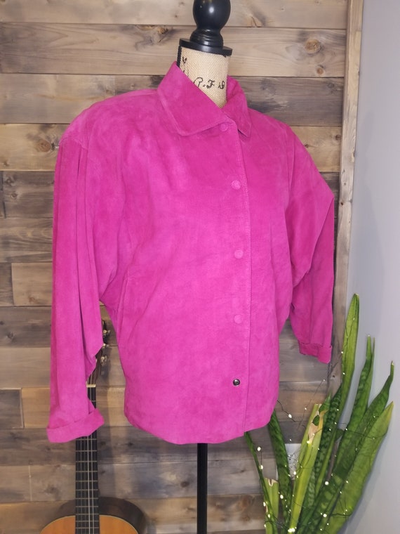 Vintage J Walden Magenta Leather Suit