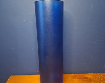 Vintage Blue Vase, Large Cylinder Shaped Cobalt Blue Vase, Vintage Blue Glass Vase, Large Cobalt Blue Glass Vase, Tall Slim Blue Vase