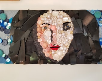 Recycled Materials Art, Reflections of Friends, Devotion over Decades, Trash Art, Upcycled Vinyl Records, Upcycled Denim, Unique Art