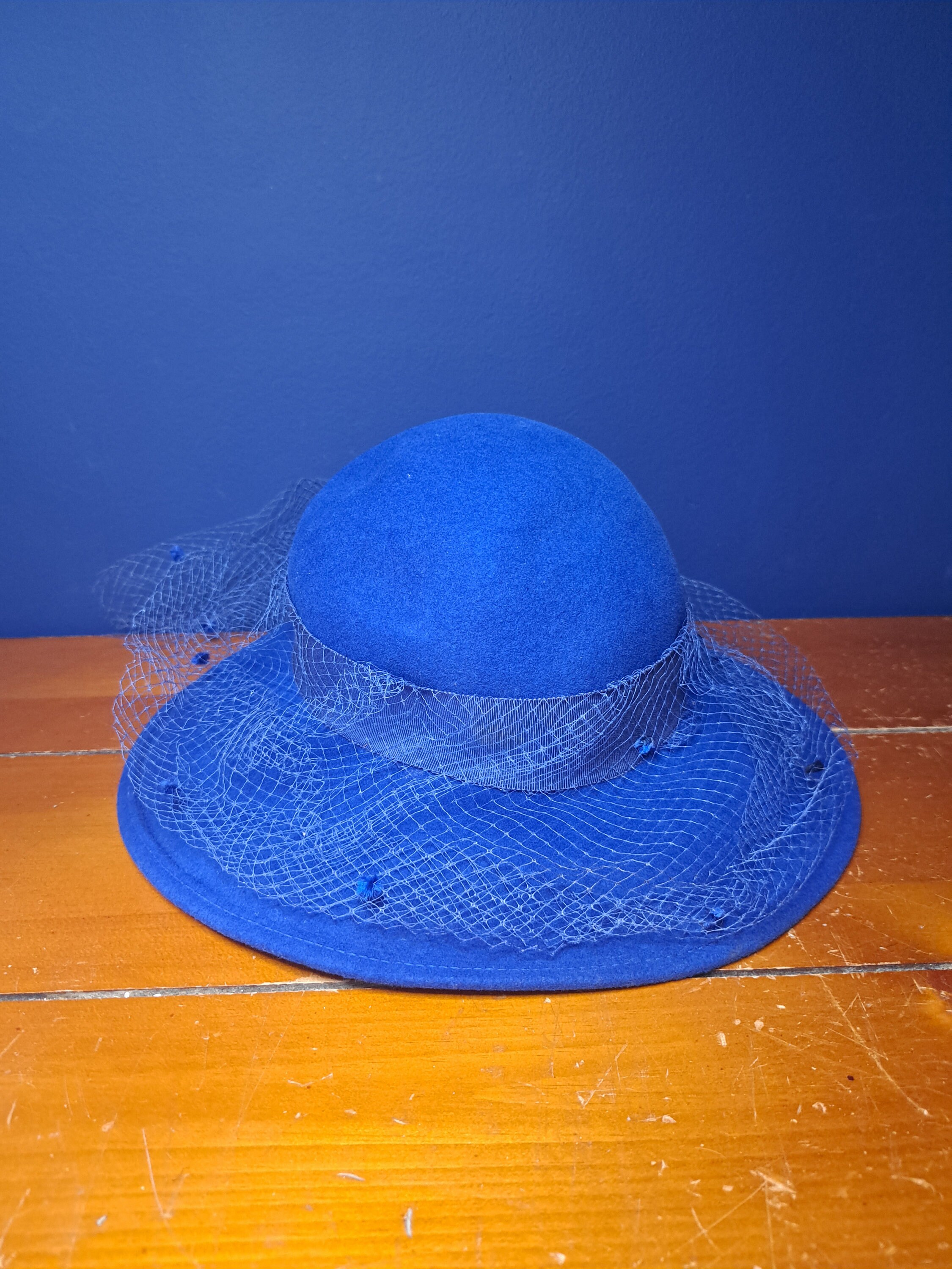 Vintage ladies hat bollman hat co navy blue Eric javits wool doeskin felt Vintage 50s USA Bollman Doeskin Cobalt Blue | Mercari main image 2