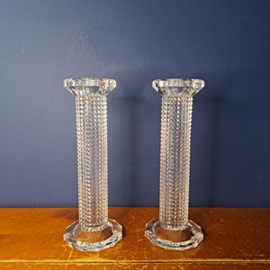 Vintage Mikasa Crystal Candle Holders, Set of Two Mikasa Taper Candle Holders, Mikasa Glass Taper Candlestick Holders, Vintage Mikasa Glass