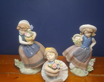 Vintage Lladro Figurines, Lladro Sweet Scent Girl, Spring is Here and My Debut Figurines
