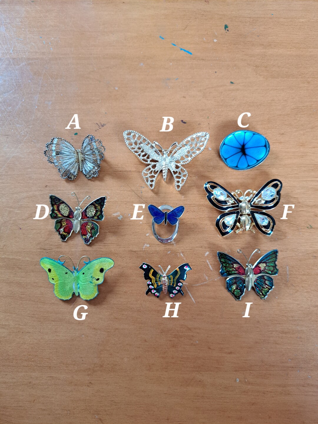 2pcs Vintage Minimalist Green Butterfly & Flower Decor Adjustable Rings