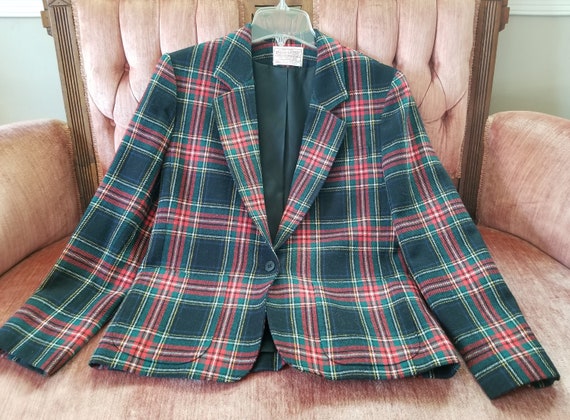 Vintage Pendleton Red & Green Blazer - image 2