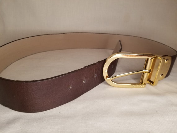 Vintage Michael Kors Leather Brown and Gold Belt - image 4