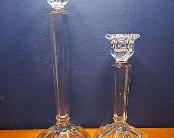 Candelabros de cristal Mikasa vintage, juego de dos candelabros Mikasa para velas cónicas, candelabro Mikasa Cambridge, para velas cónicas