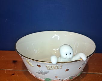 vintage Lenox Halloween fantomatique Surprise bol, bol de service thème fantôme d'Halloween, bol thème Halloween fantôme Lenox