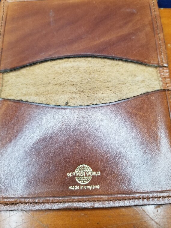 Vintage Leather Business Card Folding Holder Wall… - image 3