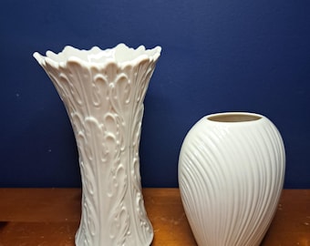 Vintage Lenox Woodland Vase, Lenox Leaf Pattern Woodland Vase, Vintage Lenox Mirage Vase, Textured Swirl Lenox Vase, Ivory Lenox Vases