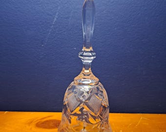 Vintage europeisk blykristallklocka, handslipen kristall, julklockornas ringning