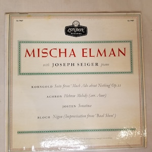 Very Rare Vintage Vinyl-Mischa Elman w/ Joseph Seiger Piano