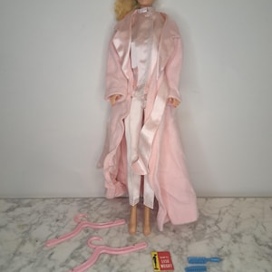 Vintage Barbie 1964 Slumber Party Outfit, Vintage 1964 Barbie Slumber Party Set, Barbie Silk PJs and Pink Robe, Slumber Party Barbie Outift