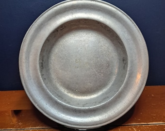 Vintage York Metal Crafters Pewter Plate, Solid Pewter Silver Plate, Vintage Decorative Pewter Metal Plate, Simple Pewter Dish