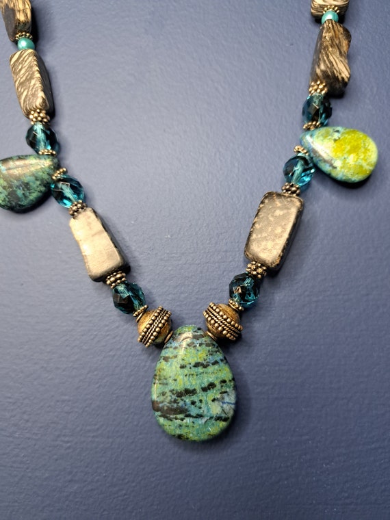 Beautiful Handmade Turquoise Blue and Grey Stone … - image 3