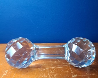Vintage Crystal Barbell Knife Rest, Dumbbell Knife Rest, Serving Odds and Ends, Knife Rest Made of Crystal, Chef Gifts, Crystal Chef's Gift