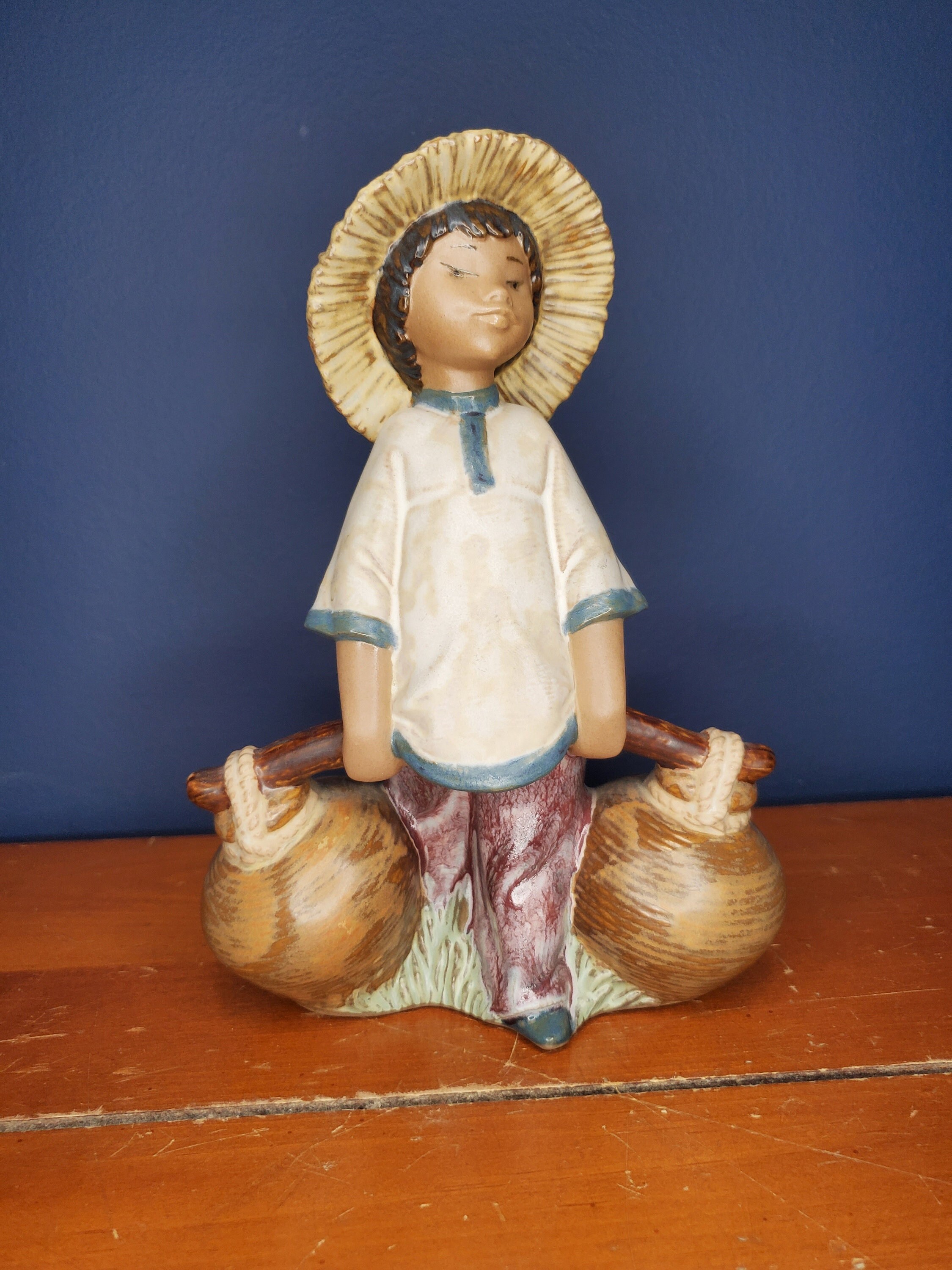 Vintage RARE Lladro Chinese Boy Carrying Water Jugs 2153 - Etsy