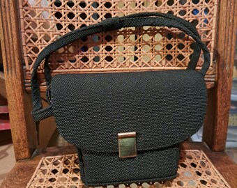 Bolso de hombro vintage con monedero de satén a juego, bolso de noche vintage con cuentas, bolso de hombro vintage con cuentas negras y correa ajustable.