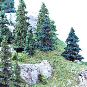 2" Pine Trees - 20 pcs Handmade N or HO Scale Model Railroad Scenery War Game Terrain Gaming Base Basing Layout Realistic Scenic Landscape
