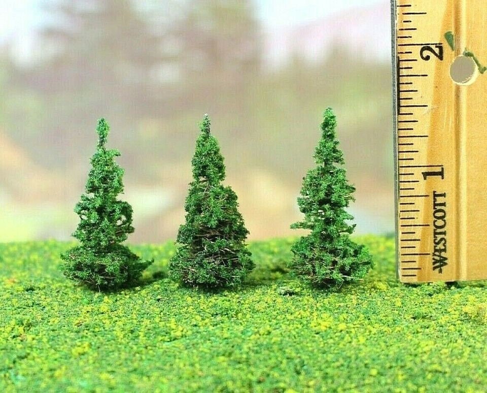 Scenery Time! 15 Handmade Pine & Blue Spruce Model Trees - N & HO Scale, 1-2 Inch