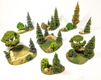 8 pc Large WOODLAND RUINS Scenery Set: 15mm 28mm HO Scale Scatter #589
