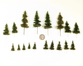 4 Sizes 18 N Scale Model Pines: Handmade Railroad Scenery Wargames Dioramas