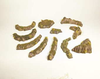12pc ARID LANDSCAPE Scenery Set: 15mm 28mm Terrain - Rock Outcrops & Defensive Barriers (#590)