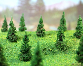 20 Model 1.5" Pines for Railroad Scenery, War Game Terrain, Dioramas