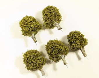 5 Handmade N Scale BIRCH TREES for Model Railroad & 15mm 28mm War Game Scenery Bases
