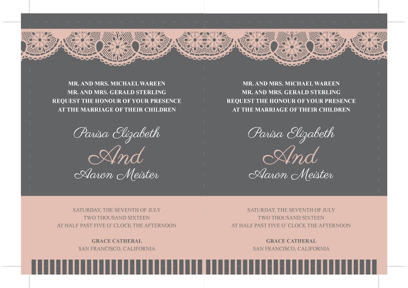 DIY Printable Wedding Celebration Invitation All In One Templates Instant Download/_Coral Premium Lace