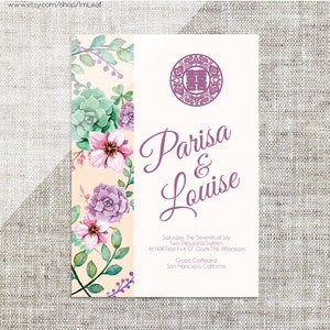 Fai da te stampabile / modificabile Chinese Wedding Invitation Card Template Istantaneo Discarica_Beige Floral Doppia carta da pesce Cut