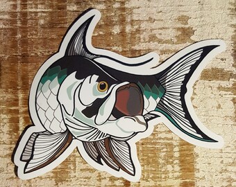 Orvis Fly Fishing Tarpon Black//Green Fish Sticker//Decal Approx 8” New Authentic