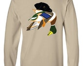 Black Lab with Mallard Duck Long-Sleeve T-Shirt