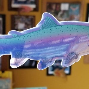 Steelhead Trout CHROME Mirror Sticker Decal Designed by Evan Makuvek