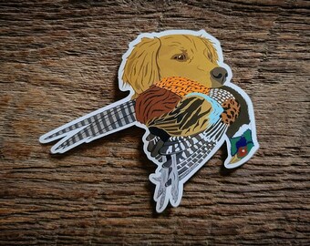 Golden Retriever with Pheasant Sticker Decal