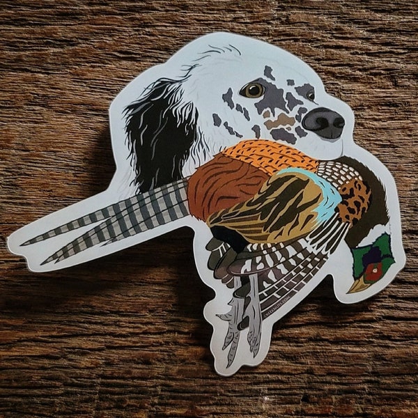 English Setter with Pheasant Sticker Decal