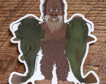 Bigfoot with Catfish Sticker Decal