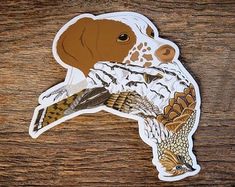 Brittany Spaniel with Grouse Sticker Decal