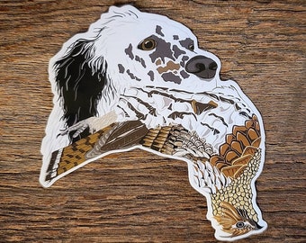 English Setter Stickers Decals with Grouse, Pheasants