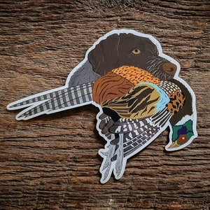 German Wirehaired Pointer Stickers Decals with Grouse, Pheasants, Quail, Waterfowl