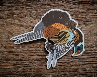 German Wirehaired Pointer Stickers Decals with Grouse, Pheasants, Quail, Waterfowl
