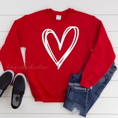 Valentine's Day Sweatshirt Heart Valentines Sweatshirt - Etsy