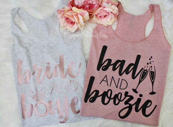 Bride and Boujee tank. Bad and boozie tank. Bachelorette tank. Bridesmaid tanks