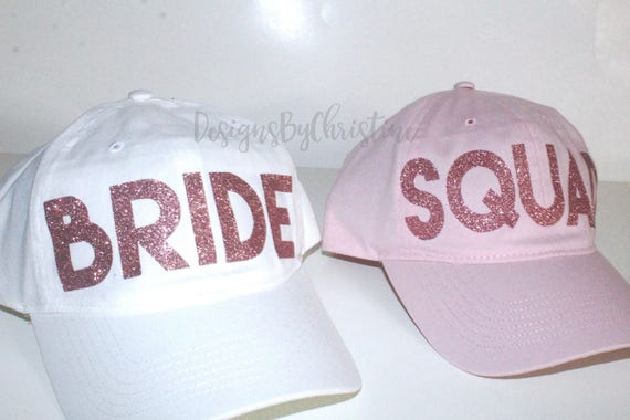 Bride hat. Bride Squad baseball hat. Bridesmaid hats. Pink bridal hat, Bride baseball cap, bachelorette hat