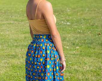NTESIE blue Ankara Print Skirt