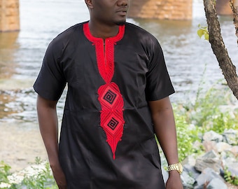 Black Embroided African Mens Shirt