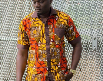 Mens African print Shirt short sleeve ankara