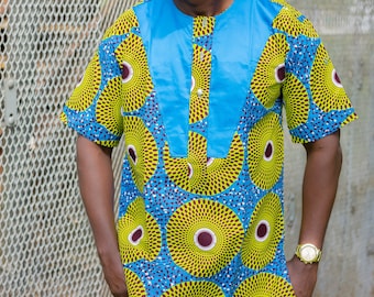 Vintage Style Ankara short sleeve Mens shirt