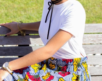 Nhwiren Ankara Print Grey Skirt